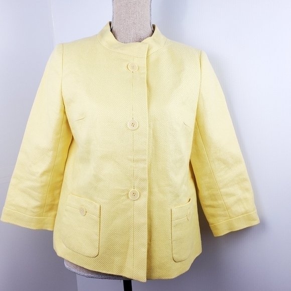 Talbots Jackets & Blazers - TALBOTS women blazer size 10P yellow 100% linen